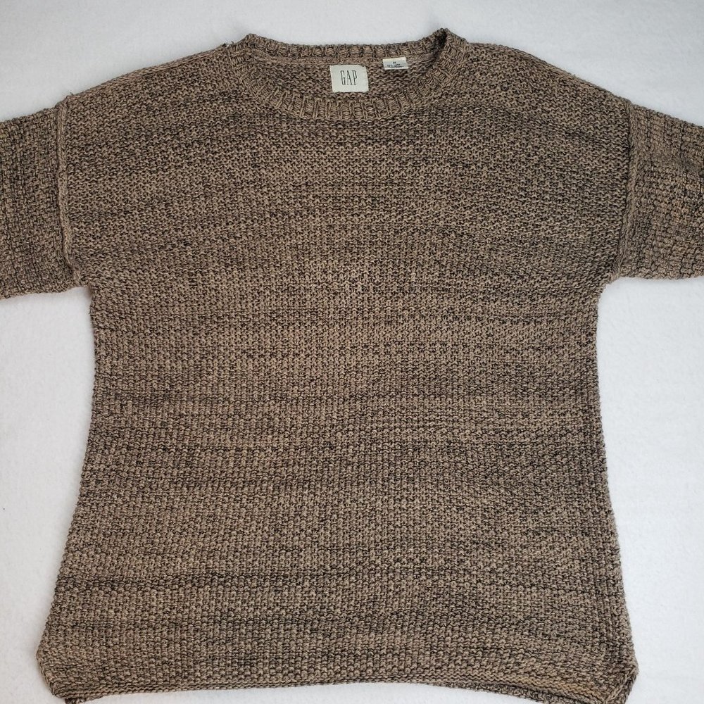GAP Womens 90s Chunky Knit Crew Neck Sweater Linen Size Medium Oatmeal Neutral - Picture 13 of 16
